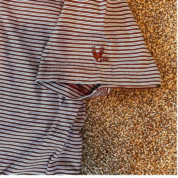 Vesi Golf Men's Short Sleeve Polo.  Orange/White Striped.  Size Medium - Picture 4 of 6